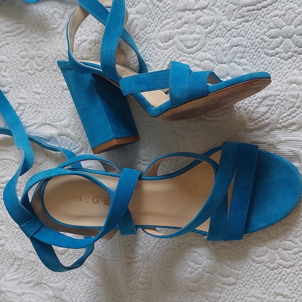 Strappy Teal Platforms Heels 5.5